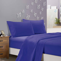 1000TC Ultra Soft Super King Size Bed Royal Blue Flat & Fitted Sheet Set