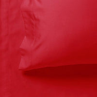 1000TC Ultra Soft Super King Size Bed Red Flat & Fitted Sheet Set