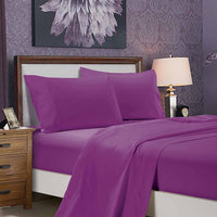 1000TC Ultra Soft Single Size Bed Purple Flat & Fitted Sheet Set
