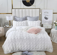 Ruffles Textured Jacquard King Size white Duvet Doona Quilt Cover Set