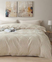 Tufted Textured Jacquard Quilt Cover Set- Beige - King Size
