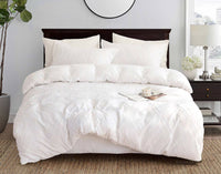 Tufted Diamond Jacquard King Size White Duvet Doona Quilt Cover Set