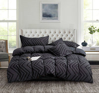 Tufted Boho Wave Jacquard King Size Black Duvet Doona Quilt Cover Set