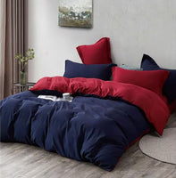 1000TC Reversible King Size Blue and Red Duvet Doona Quilt Cover Set