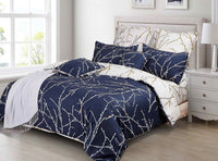 Tree Reversible Double Size Blue Duvet Doona Quilt Cover Set