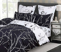 Tree Reversible King Size Bed Quilt/Doona/Duvet Cover Set Black