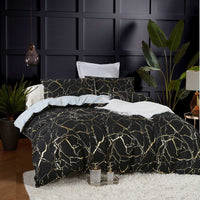 Reversible Design King Size Black Duvet Doona Quilt Cover Set