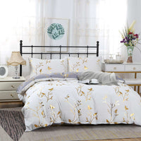 Reversible Design King Size White Duvet Doona Quilt Cover Set