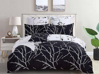Tree Reversible Super King Size Bed Quilt/Doona/Duvet Cover Set Black