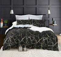 Reversible Design Super King Size Black Duvet Doona Quilt Cover Set