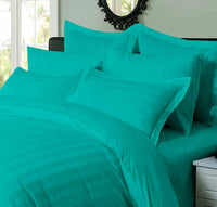 1000TC Ultra Soft Striped King Size Teal Duvet Quilt Cover Set