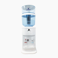 Luxurious White Benchtop Hot and Cold-Water Dispenser with Filter Bottle and LG Compressor