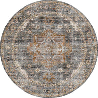 vintage-crown-cezanne-rabbit-gray-inca-gold-distressed-vintage-round-rug 180X180