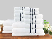 14pc classic dobby stripe cotton towel set 650gsm white