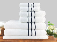 7pc classic dobby stripe cotton towel set 650gsm white