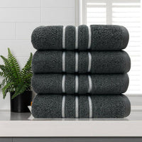 amor classic dobby stripe super soft premium cotton hand towel 4 pcs charcoal