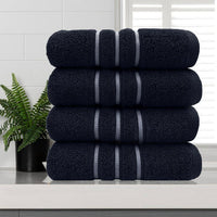 amor classic dobby stripe super soft premium cotton hand towel 4 pcs sailor blue