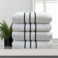 amor classic dobby stripe super soft premium cotton hand towel 4 pcs white