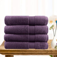 4 piece ultra light cotton bath towels in aubergine