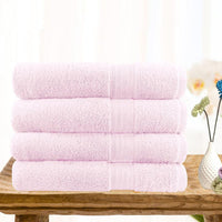 4 piece ultra light cotton bath towels in baby pink