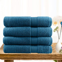 4 piece ultra light cotton bath towels in teal