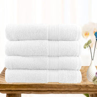 4 piece ultra light cotton bath towels in white