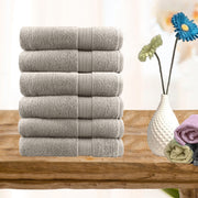 6 piece ultra light cotton hand towels in beige
