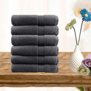 6 piece ultra light cotton hand towels in charcoal