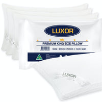 Luxor Australian Made Hotel King Size Pillow with 4cm Wall Four Pack