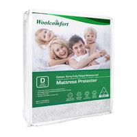 Woolcomfort Cotton Terry Fully Fitted Waterproof Mattress Protector Double Size