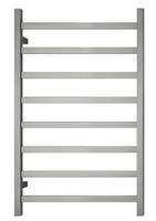 Premium Brushed Nickel Heated Towel Rack - 8 Bars, Square Design, AU Standard, 1000x620mm Wide