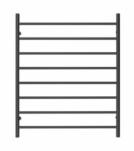 Premium Matte Black Heated Towel Rack - 8 Bars, Round Design, AU Standard, 1000x850mm Wide