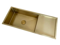 2024 Brushed brass gold single long bowl drainer stainless steel 304 kitchen sink