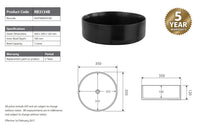 Matte Black matte white matte Pink Green Gold Copper Round 360 mm Dia top counter basin porcelain sink