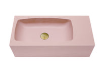New Concrete Cement Wash Basin Counter Top Matte Pink Wall Hung Curved Basin