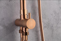 Brushed Rose Gold Copper Solid Stainless Steel 304 made shower set w diverter 200 mm head sprayer hand held head