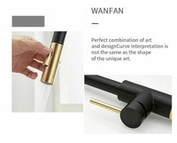 Brushed Gold Spout Matte Black pull out with spray function kitchen mixer tap faucet