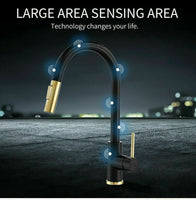 Brushed Gold Spout Matte Black pull out with spray function kitchen mixer tap faucet