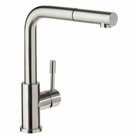 Brushed Nickel Stainless steel L shape pull out with spray function spring kitchen mixer tap faucet Stainless steel Made PVD plated