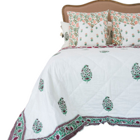 Kolka Kaner Coverlet Bedspread Quilt Bed Doona - Ruby (Queen 210cm x 210cm Size)