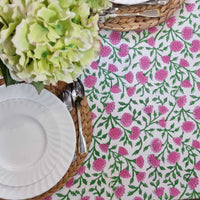 Rectangle Square Tablecloth Table Cover Flower Pattern Dining Table Cloth - Pink