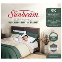 Sunbeam Sleep Perfect Super King Bed Wool Fleece Heated Blanket