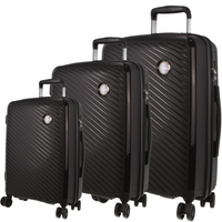Milleni Hardshell 3-Piece Luggage Bag Travel Carry On Suitcase - Black