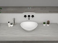 Curved Top Edge Basin Cast stone - Solid Surface Basin 420mm