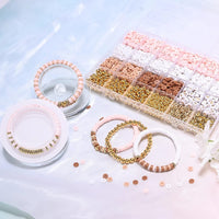 Golden Beads Pink White Clay Beads Kit For DIY jwellery Making Clay Beads Bracelet Kit Friendship Bracelet Making Kit