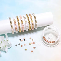 Golden Beads Pink White Clay Beads Kit For DIY jwellery Making Clay Beads Bracelet Kit Friendship Bracelet Making Kit