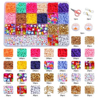 12 Colors 4000pcs DIY Ceramic Loose Bead Set 6mm Flat Round Polymer Clay Beads Jewelry Making Kit