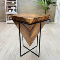 Pyramid Side Table/Corner Stool/Plant Stand Raintree Wood Natural Finish