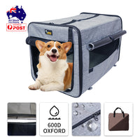 Pet Carrier Bag Soft Dog Crate Cage Kennel Tent House Foldable Portable Car Bed Brown 70*52*52CM