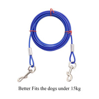 5M Dog Tie Out Cable Leash Lead Tangle Free Outdoor Yard Walking Runing